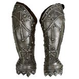 A PAIR OF RIDING GAUNTLETS IN THE 17TH CENTURY MANNER, the rope embossed cuffs drawn out to a