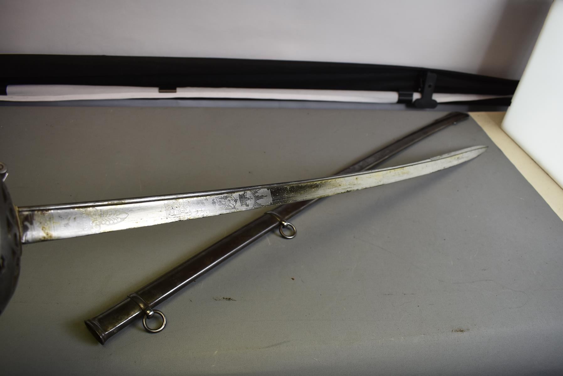 A CLEAN 1821 PATTERN HEAVY CAVALRY OFFICER'S SWORD, 89.5cm bright pipe backed blade with spear point - Image 11 of 11