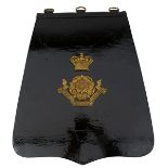 A VICTORIAN DERBYSHIRE YEOMANRY CAVALRY OFFICER'S UNDRESS SABRETACHE, the black patent leather