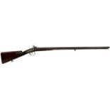 AN 18-BORE FRENCH PERCUSSION SPORTING GUN BY LEPAGE, 31.25inch sighted damascus barrels etched