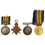 AN EAST AND WEST AFRICA MEDAL GROUP OF FOUR, BENIN 1897 bar to PLY.7249 PTE T.H. SAWYER H.M.S.