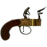 A BRASS FLINTLOCK POCKET TINDER LIGHTER, the brass action engraved BURGON LONDON, ring neck cock,