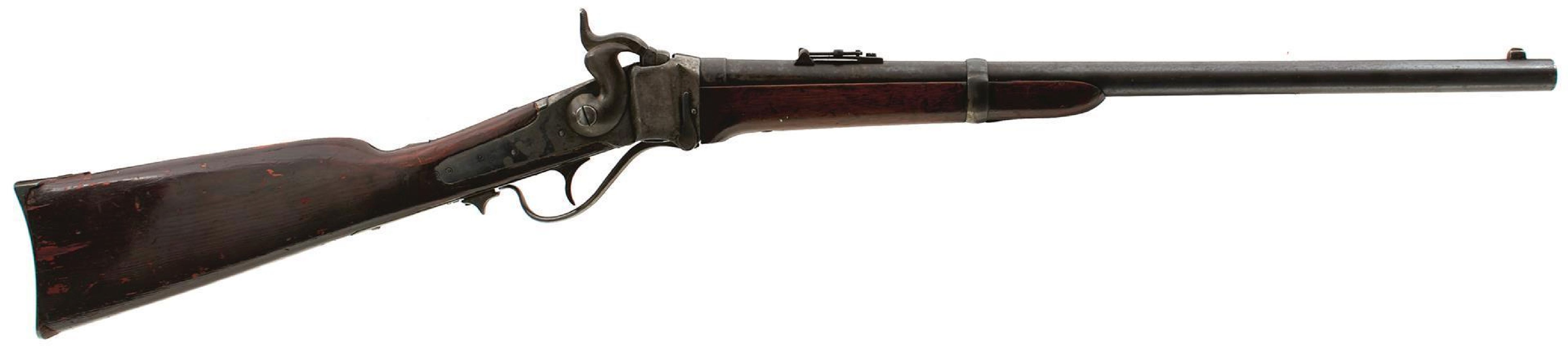 AN AMERICAN .56 CALIBRE SHARPS CARBINE, 22inch sighted barrel fitted with rear ladder sights, the