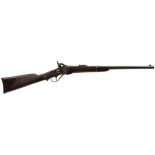 AN AMERICAN .56 CALIBRE SHARPS CARBINE, 22inch sighted barrel fitted with rear ladder sights, the