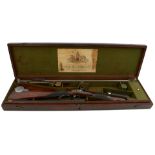 A CASED .577 CALIBRE PERCUSSION BIG GAME RIFLE BY JOHN BLANCH, 30.25inch sighted damascus browned