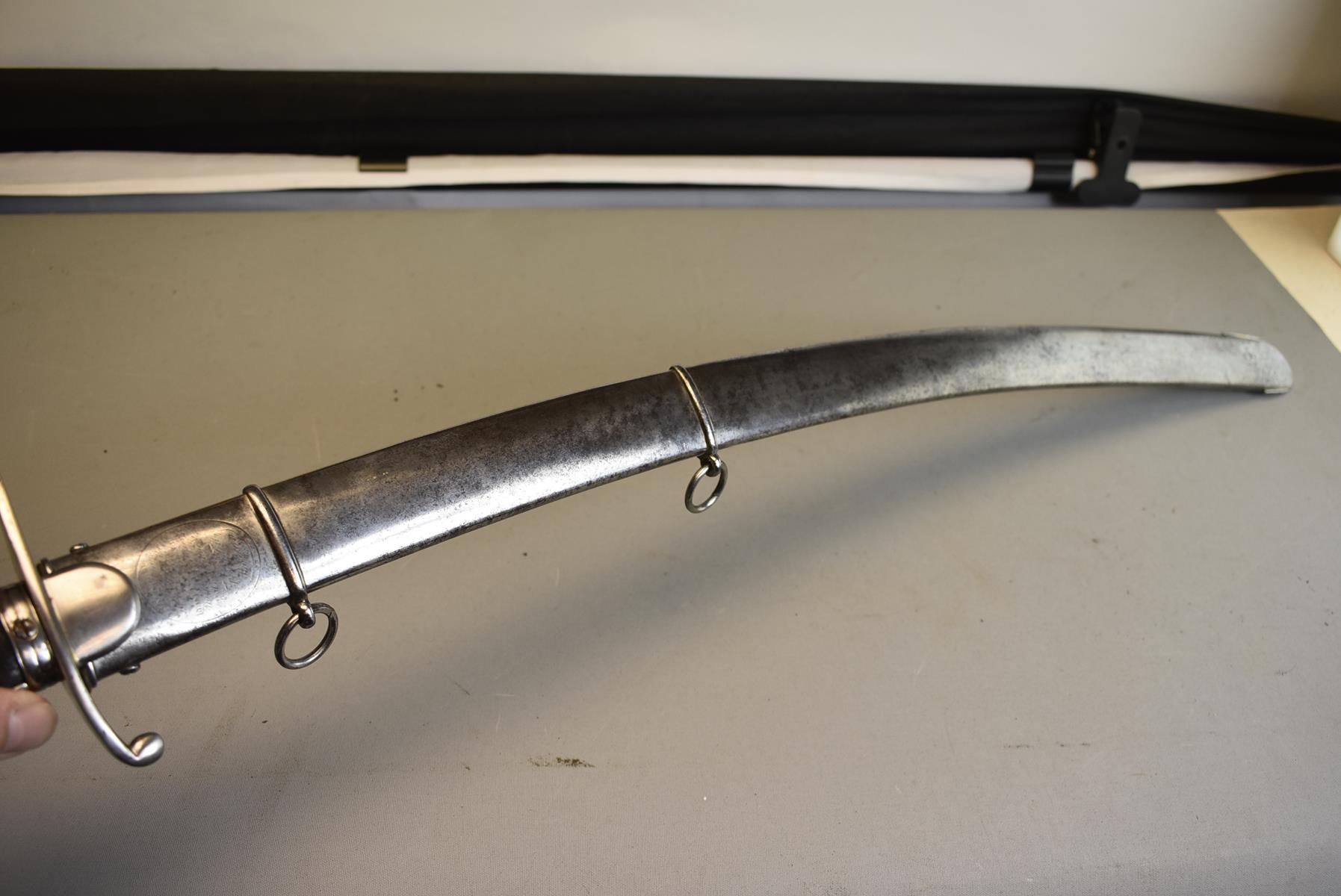 A GOOD 1796 PATTERN LIGHT CAVALRY OFFICER'S SABRE OR SWORD, 75.25cm clean curved clipped back - Image 13 of 14