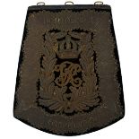 A VICTORIAN ROYAL DRAGOONS OFFICER'S SABRETACHE, the velvet covered flap with broad bullion ribbon