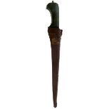 A LATE 18TH OR EARLY 19TH CENTURY INDIAN PESH KABZ OR DAGGER, 27cm T-section section slightly curved