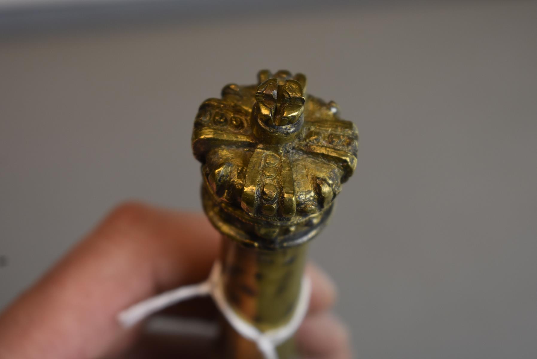 A VICTORIAN BRASS TIPSTAFF, of characteristic form, the crowned brass tubular body engraved - Image 3 of 10