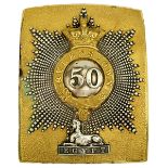 A 50TH REGIMENT OF FOOT (THE QUEEN'S OWN) OFFICER'S SHOULDER BELT PLATE, the stippled gilt plate