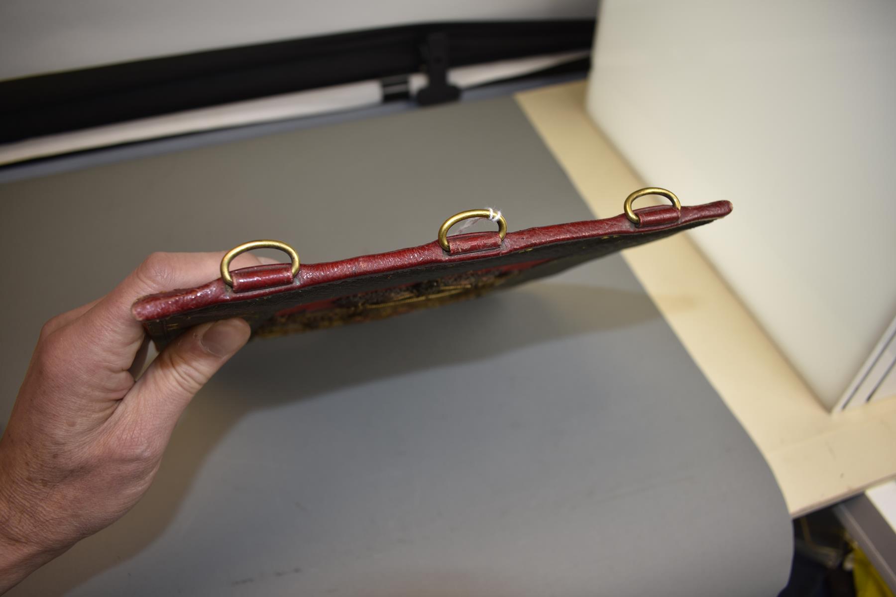 A FINE LARGE SIZE WILLIAM IV 15TH KING'S HUSSARS OFFICER'S SABRETACHE, the red felt flap with - Image 7 of 10