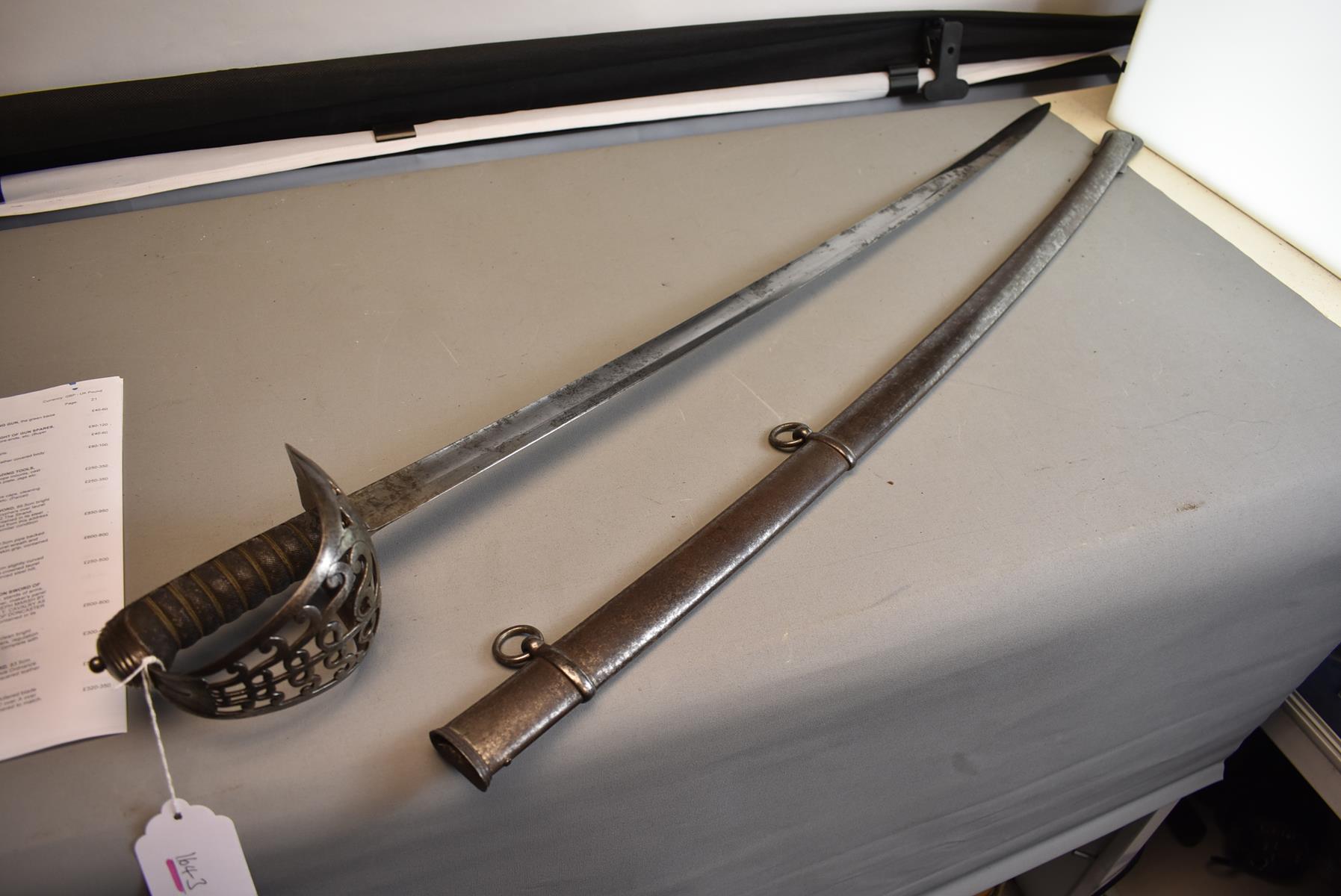 AN 1821 PATTERN HEAVY CAVALRY OFFICER'S SWORD, 97cm slightly curved blade numbered 340 on back edge, - Image 2 of 10