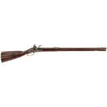 AN 18TH CENTURY 22-BORE GERMAN FLINTLOCK RIFLE, 31.25inch sighted octagonal barrel, brass foresight,