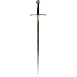 A LATE 15TH CENTURY ITALIAN ESTOC OR THRUSTING SWORD, 88.5cm flattened diamond section blade,