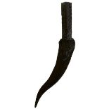 A 17TH CENTURY INDIAN BICHWA OR DAGGER, 17cm recurving fullered blade with short foliate shaped