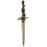 A 19TH CENTURY ITALIAN MOMENTO MORI STILETTO OR DAGGER, 12cm double fullered flattened diamond