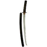 A WAKIZASHI, 48.3cm Shinto blade with three mekugi-ana, suguha hamon, itame hada, rebound tsuka with