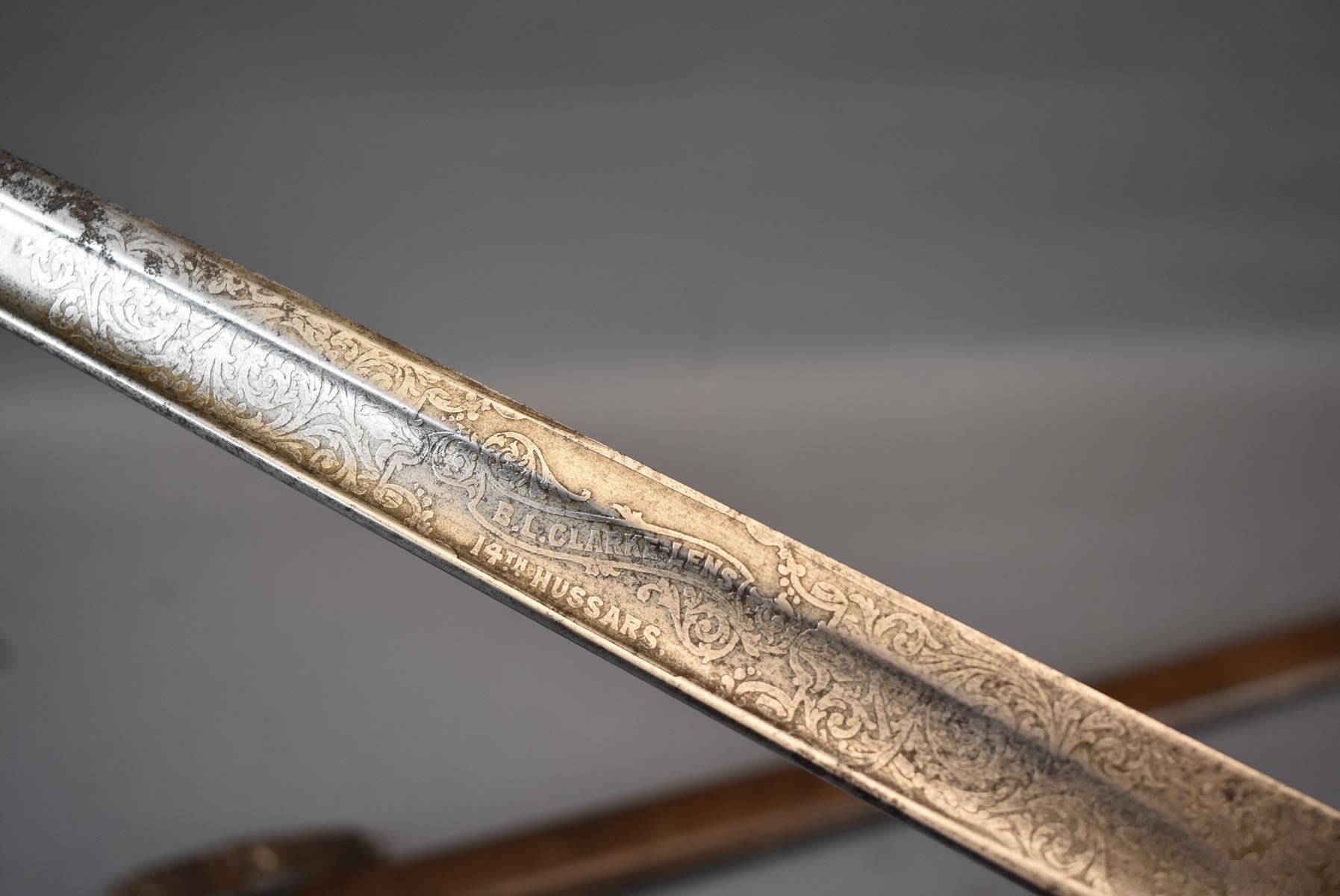 AN 1887 PATTERN HEAVY CAVALRY OFFICER'S UNDRESS SWORD TO THE 14TH HUSSARS, 86.5cm blade by - Image 6 of 13