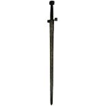A 15TH CENTURY VENETIAN HAND AND A HALF SWORD, 95.25cm broadsword blade with short shallow fuller