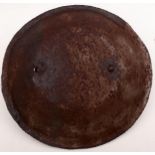 AN EARLY OTTOMAN BUCKLER OR SHIELD, 26.5cm iron body of flattened domed form and with turned rim,