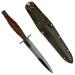 A US POST WAR FIGHTING KNIFE, 15.25cm flattened diamond section blade, characteristic hilt with