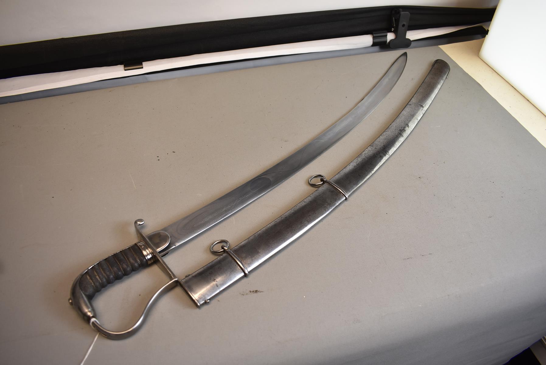A GOOD 1796 PATTERN LIGHT CAVALRY OFFICER'S SABRE OR SWORD, 75.25cm clean curved clipped back - Image 3 of 14