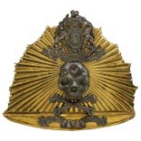 A SCARCE WILLIAM IV 17TH LANCERS OFFICER'S LANCE CAP PLATE, the large gilt rayed plate applied