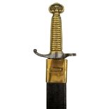 A RARE SPANISH MODEL 1858 ARTILLERY BAYONET, 44cm clipped back fullered blade etched FABRICA D