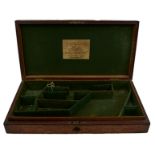 AN OAK PISTOL CASE FOR AN ADAMS DRAGOON PRECUSSION REVOLVER, the green baize lined interior with