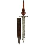 A LATE 19TH CENTURY SPANISH SOCKET BAYONET, 24cm blade etched with scrolling foliage, ANO DE 1884