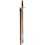 A GEORGE V SCOTTISH OFFICER'S CROSS-BAR BROADSWORD, 81.25cm double fullered blade by Sanderson of