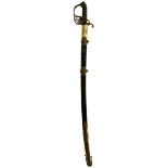 A WILLIAM IV 1822 PATTERN INFANTRY OFFICER'S SWORD, 78.5cm curved pipe backed blade with spear