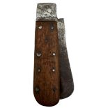 AN EARLY VERY LARGE FOLDING POCKET KNIFE, 14cm blade with hooked top, incised R. WICO,