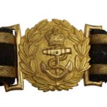 FOUR 20TH CENTURY NAVAL OFFICER'S BELTS, together with three sword bags and a naval peaked cap