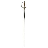 A GEORGIAN SILVER HILTED SMALLSWORD, 76.75cm hollow ground colichemarde blade decorated with