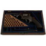 A CASED .32 RIMFIRE OBSOLETE CALIBRE FIVE SHOT REVOLVER OF TRANTER TYPE, 4.5inch sighted octagonal