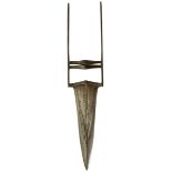 A 19TH CENTURY SIKH KATAR OR DAGGER, 21cm multi-fullered blade with armour piercing tip and