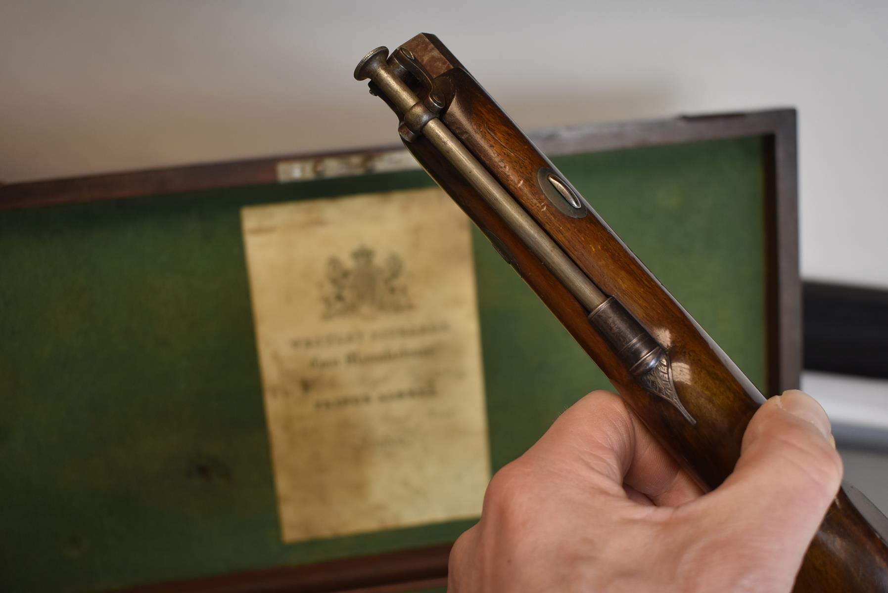 A GOOD CASED PAIR OF .600 CALIBRE PERCUSSION OFFICER'S PISTOLS BY WESTLEY RICHARDS, 9inch sighted - Image 23 of 29