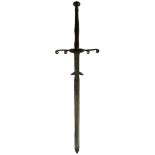 A GERMAN TWO-HANDED PROCESSIONAL SWORD IN THE 17TH CENTURY STYLE, 106.5cm flattened diamond