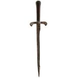 AN EARLY 17TH CENTURY BUCKINGHAM DAGGER, 21.5cm wedge section blade with reinforced tip, iron