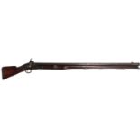 A RARE EAST INDIA COMPANY 5-BORE PERCUSSION SWIVEL RAMPART OR DECK GUN, 54.25inch sighted barrel,