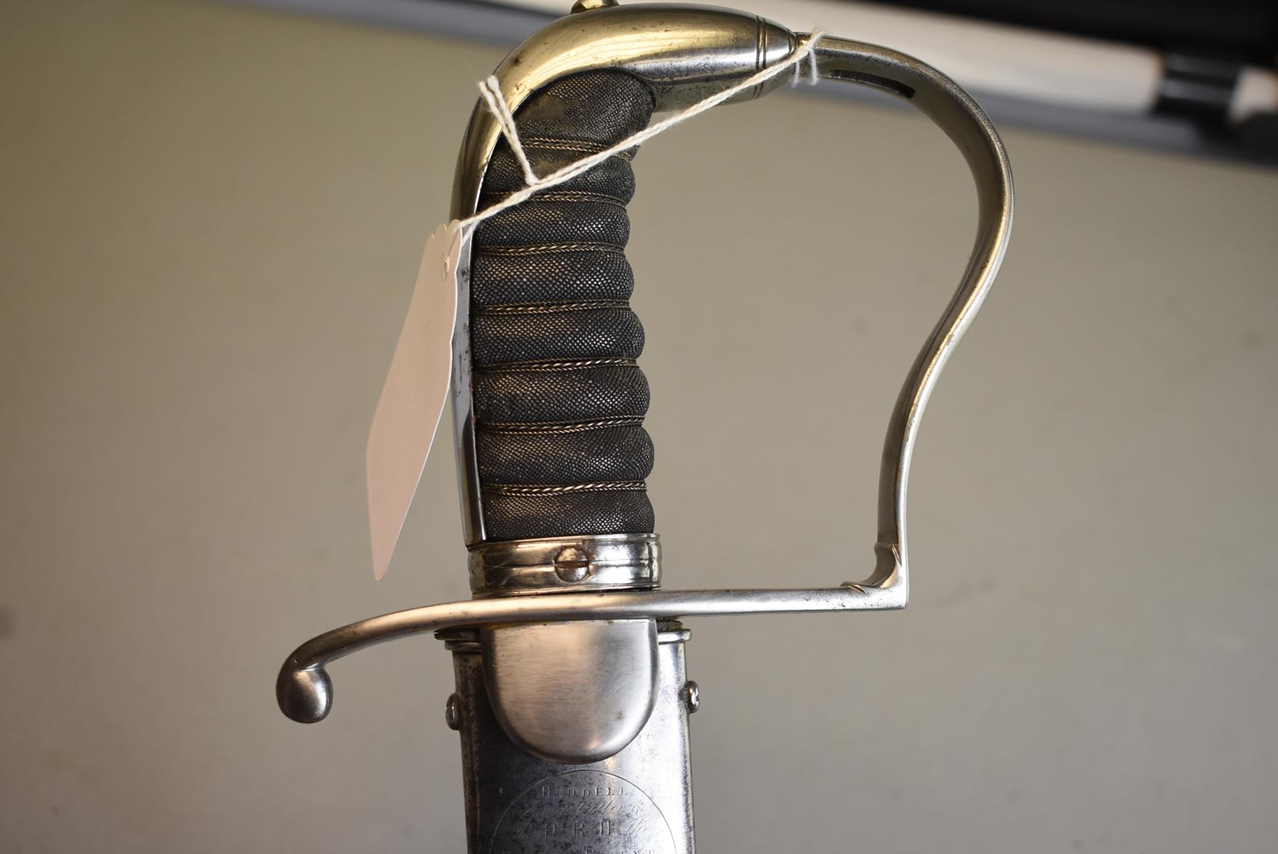 A GOOD 1796 PATTERN LIGHT CAVALRY OFFICER'S SABRE OR SWORD, 75.25cm clean curved clipped back - Image 11 of 14