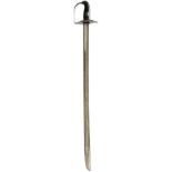 A 1796 PATTERN HEAVY CAVALRY TROOPER'S SWORD, 88.5cm straight blade with hatchet point signed Osborn