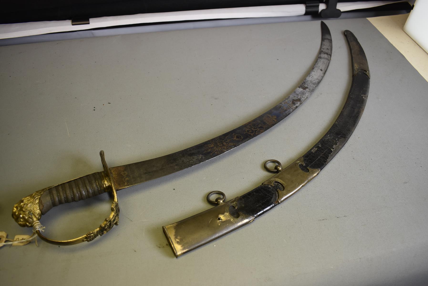 AN 1803 PATTERN INFANTRY OFFICER'S SABRE, 69cm sharply curved unfullered blade engraved with - Image 2 of 12