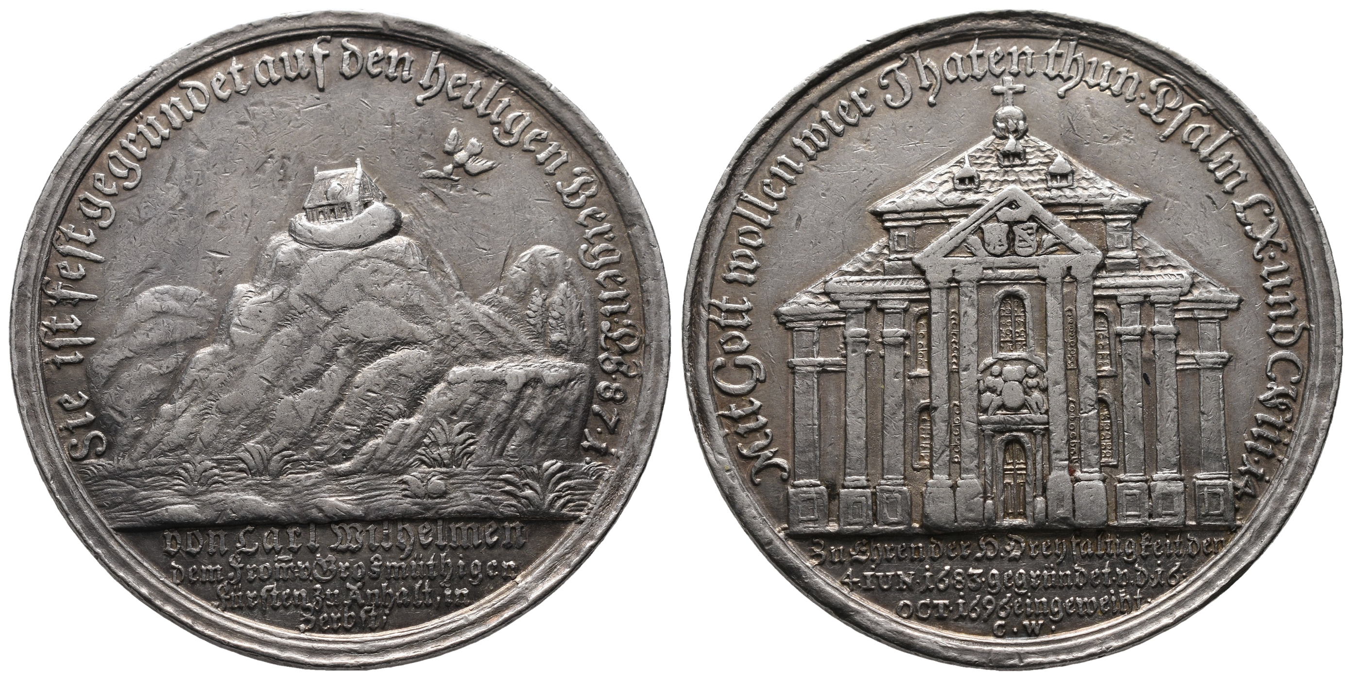 Anhalt Zerbst, Carl Wilhelm 1667-1718, Silbermedaille 1696