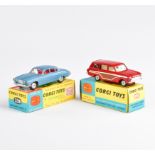 Corgi Toys, Jaguar Mark X 238 + Ford Consul Cortina 491