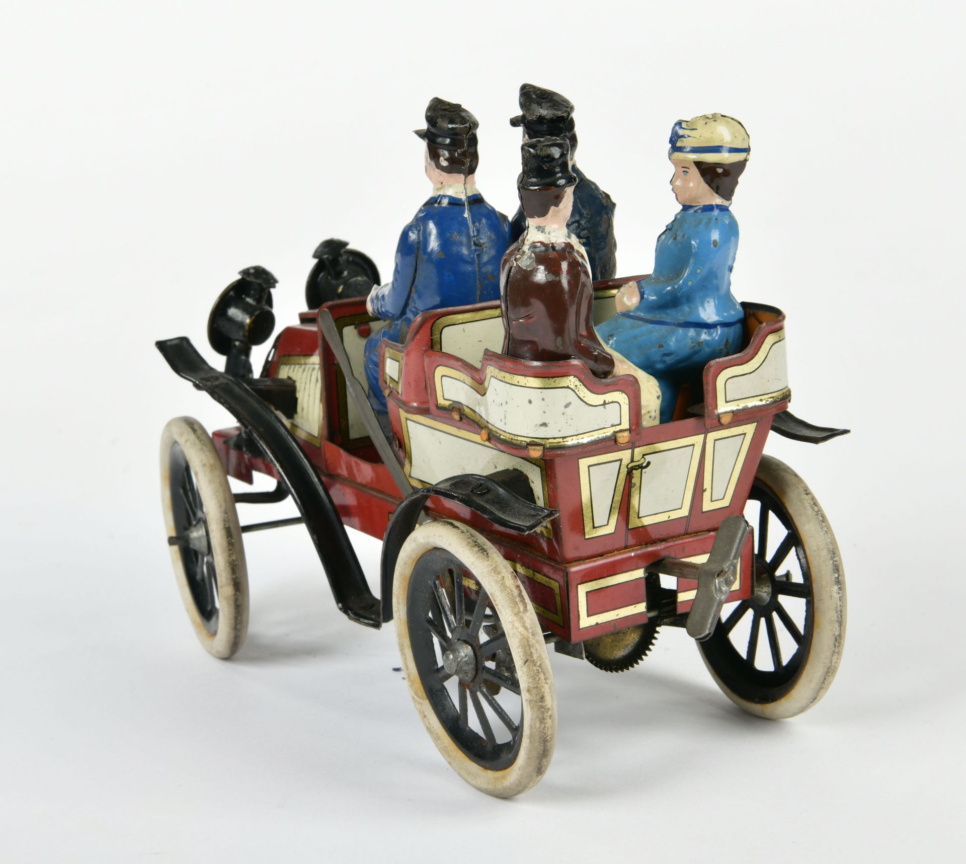 Günthermann, open four-seater around 1905 (chromolithographed), Germany pw, 21 cm, tin, cw ok, - Image 5 of 5