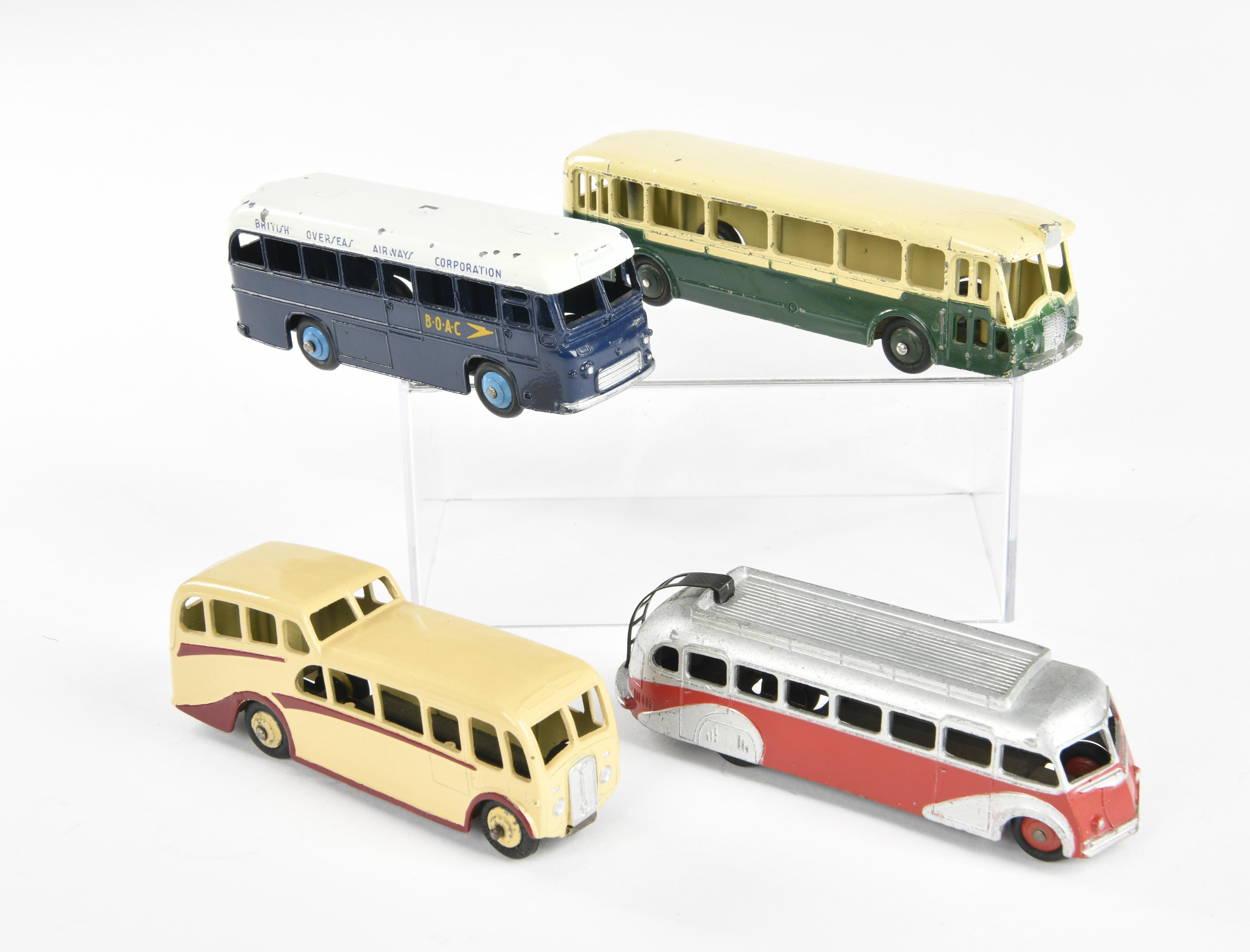 Dinky Toys, 4 busses, France + England, 1:43, diecast, min. paint d., C 1-/2-