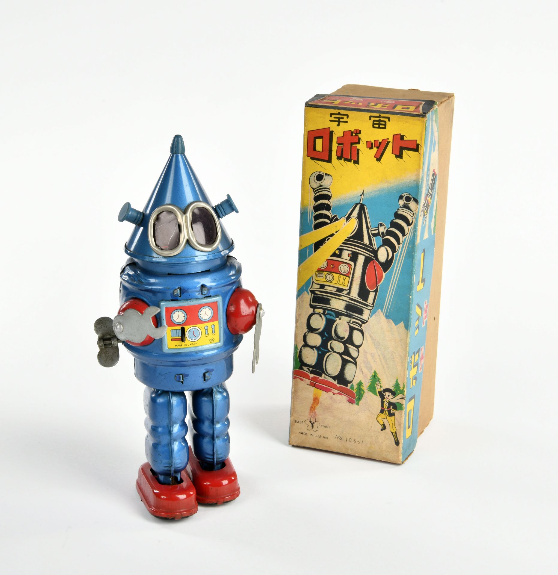 Yonezawa, Conehead Robot, Japan, 22 cm, tin, cw ok, box C 1, C 1