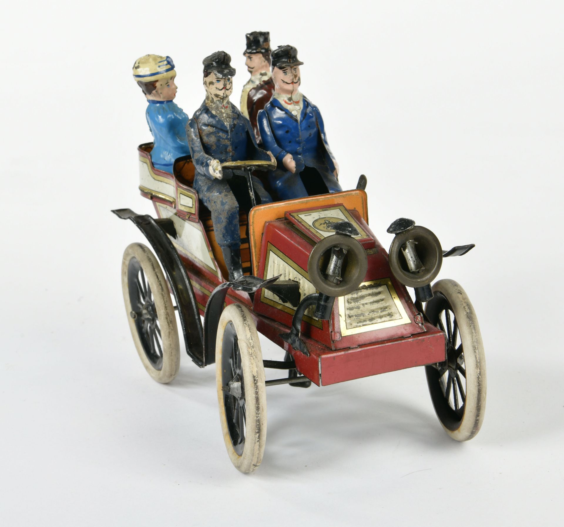 Günthermann, open four-seater around 1905 (chromolithographed), Germany pw, 21 cm, tin, cw ok, - Image 3 of 5